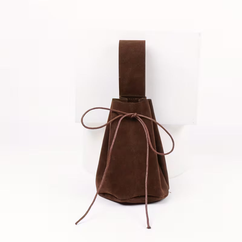 Medieval Renaissance Suede/Leather Drawstring Pouch