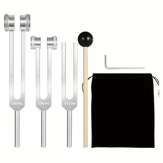 4pcs Tuning Fork Set, Sound Relax Tuning Forks (128Hz, 256Hz, 512Hz)
