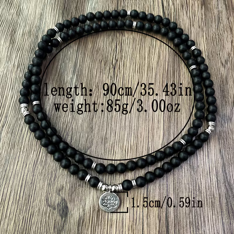 Obsidian Rosary Lotus