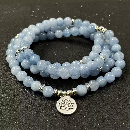 108 Natural Aquamarine Beads Mala