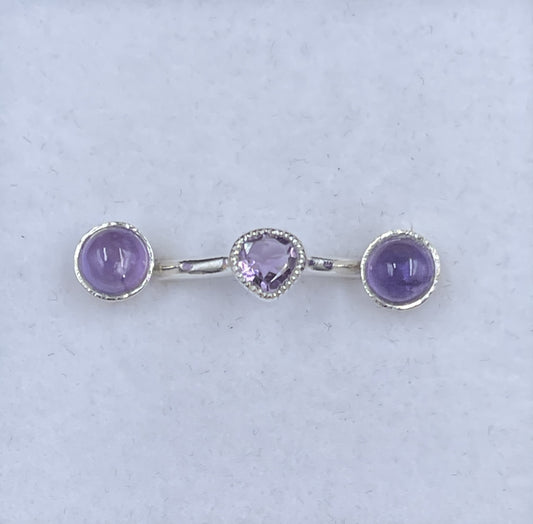 Amethyst Sterling Silver Heart Ring & Earring Set