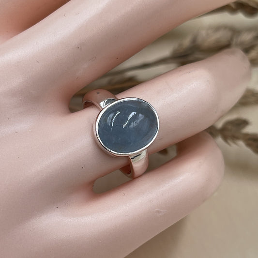 Aquamarine Sterling Silver Ring (Size 7)