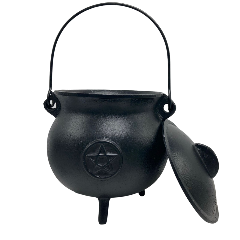 Cast Iron Cauldron with Pentagram Various Colors