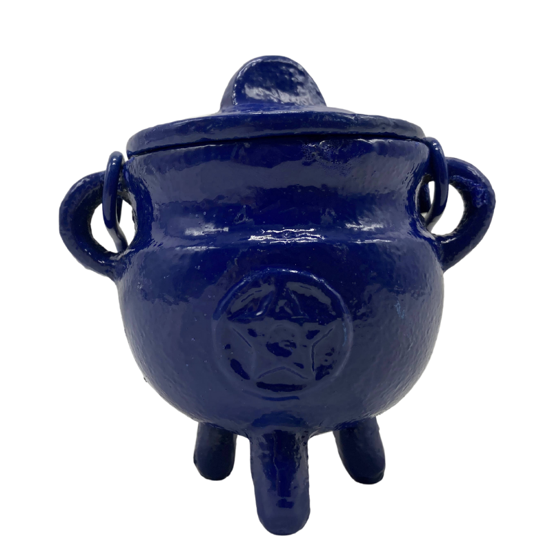 Cast Iron Cauldron with Pentagram Various Colors