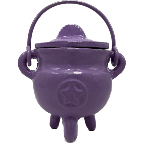 Cast Iron Cauldron with Pentagram Various Colors