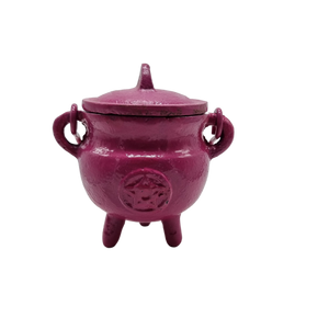 Cast Iron Cauldron with Pentagram Various Colors
