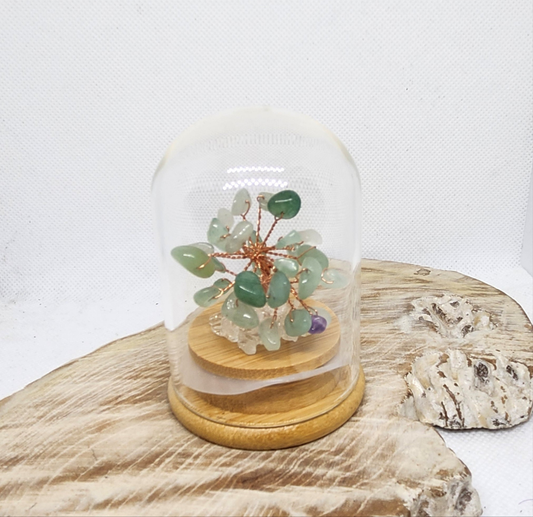 Green Aventurine Tree in a glass dome