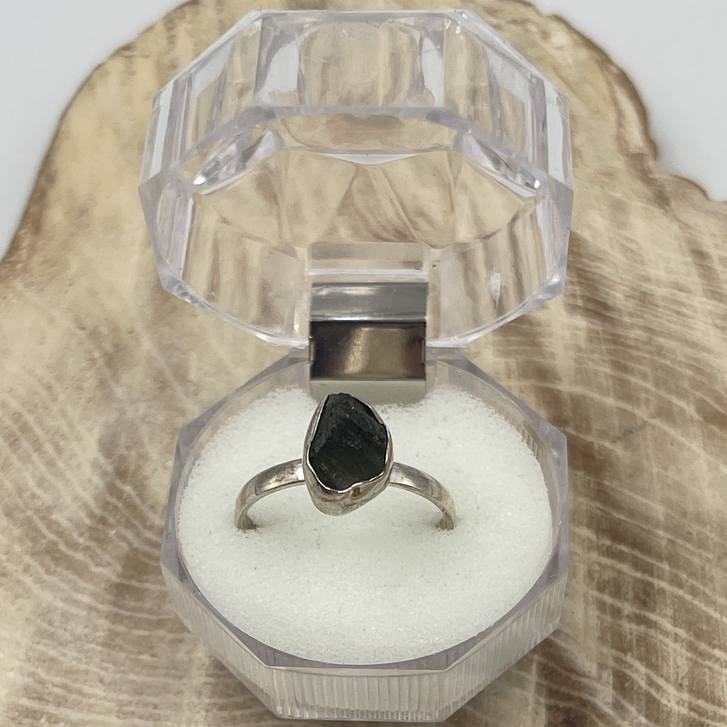 Moldavite Ring Sterling Silver (Size 9)