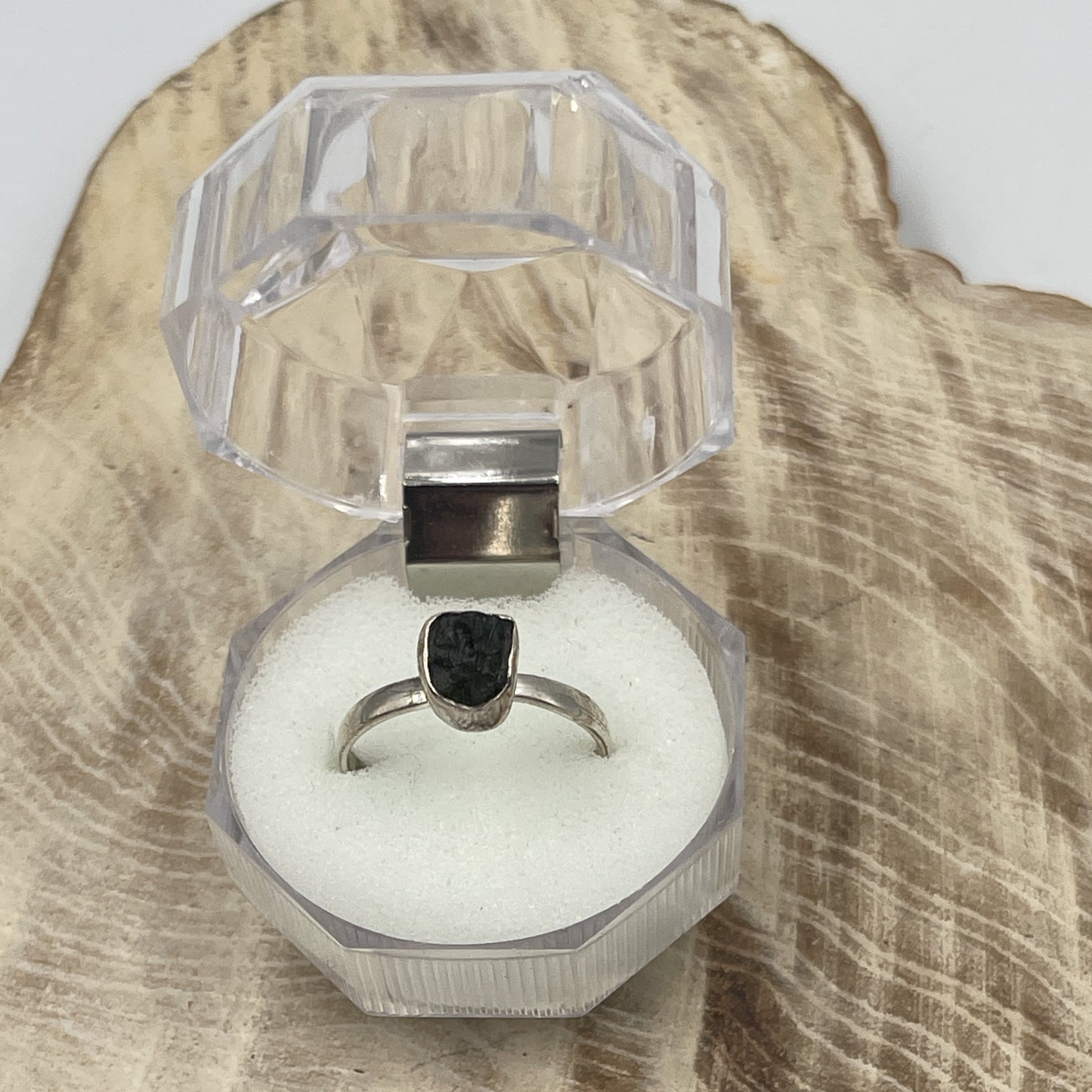 Moldavite Ring Sterling Silver (Size 8)