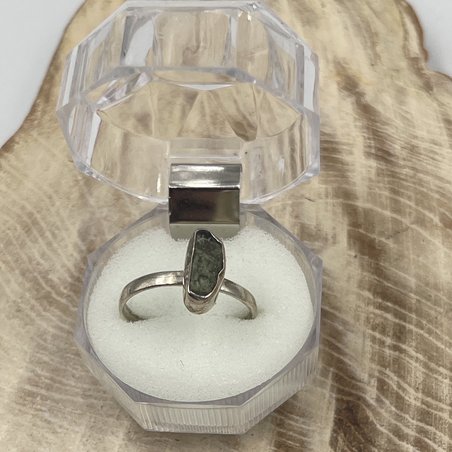 Moldavite Ring Sterling Silver (Size 10)