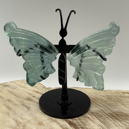 Green Fluorite Butterfly On Stand