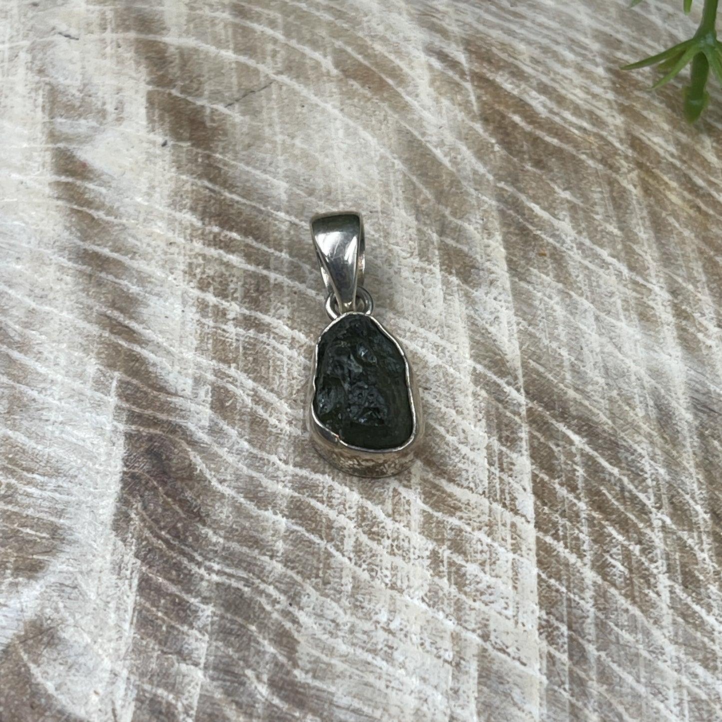 Moldavite Pendant Sterling Silver