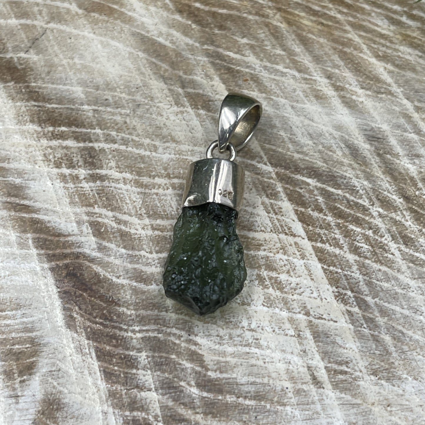 Moldavite Pendant Sterling Silver