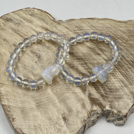 Opalite Bead With Buddha Bracelet