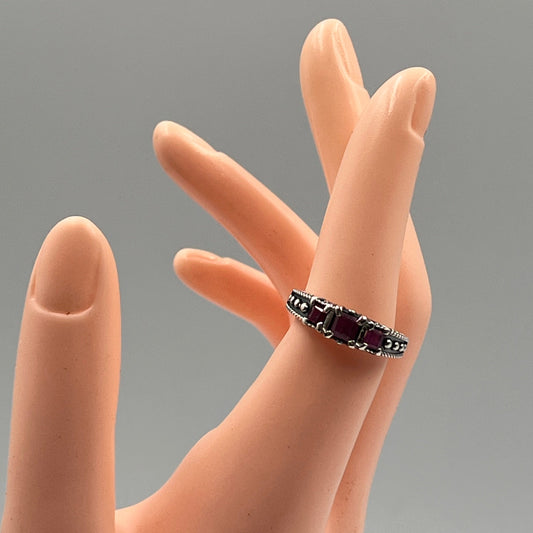 Ruby Sterling Silver Ring (Size 7)