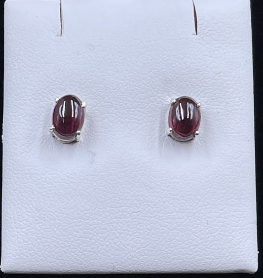 Garnet Sterling Silver Stud Earrings