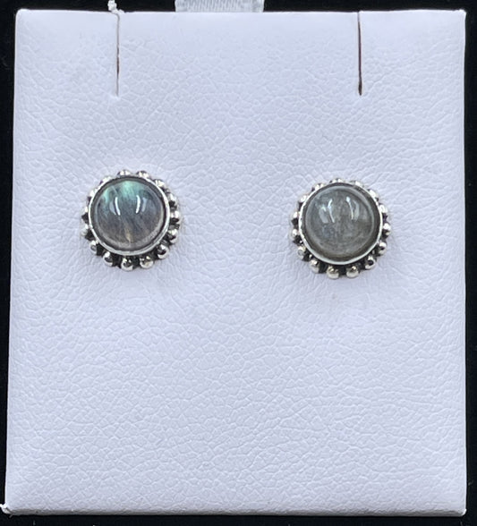 Labradorite Sterling Silver Stud Earrings
