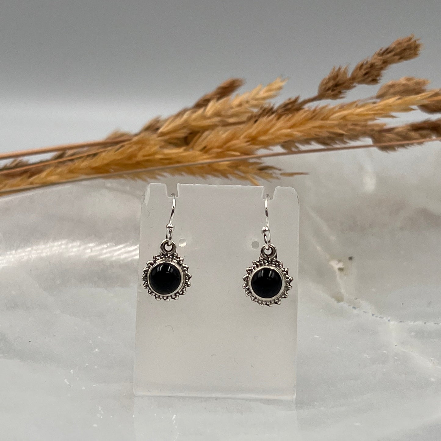 Black Onyx Earrings Sterling Silver