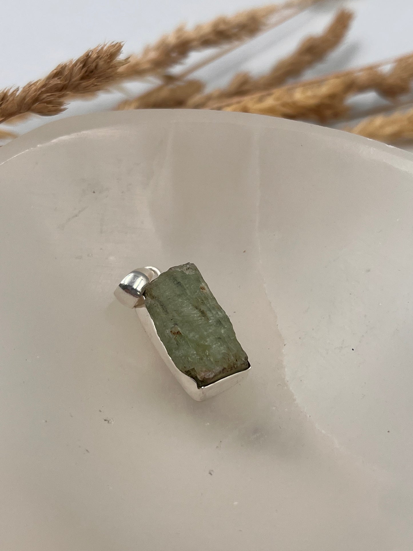 Green Kyanite Pendant Sterling Silver