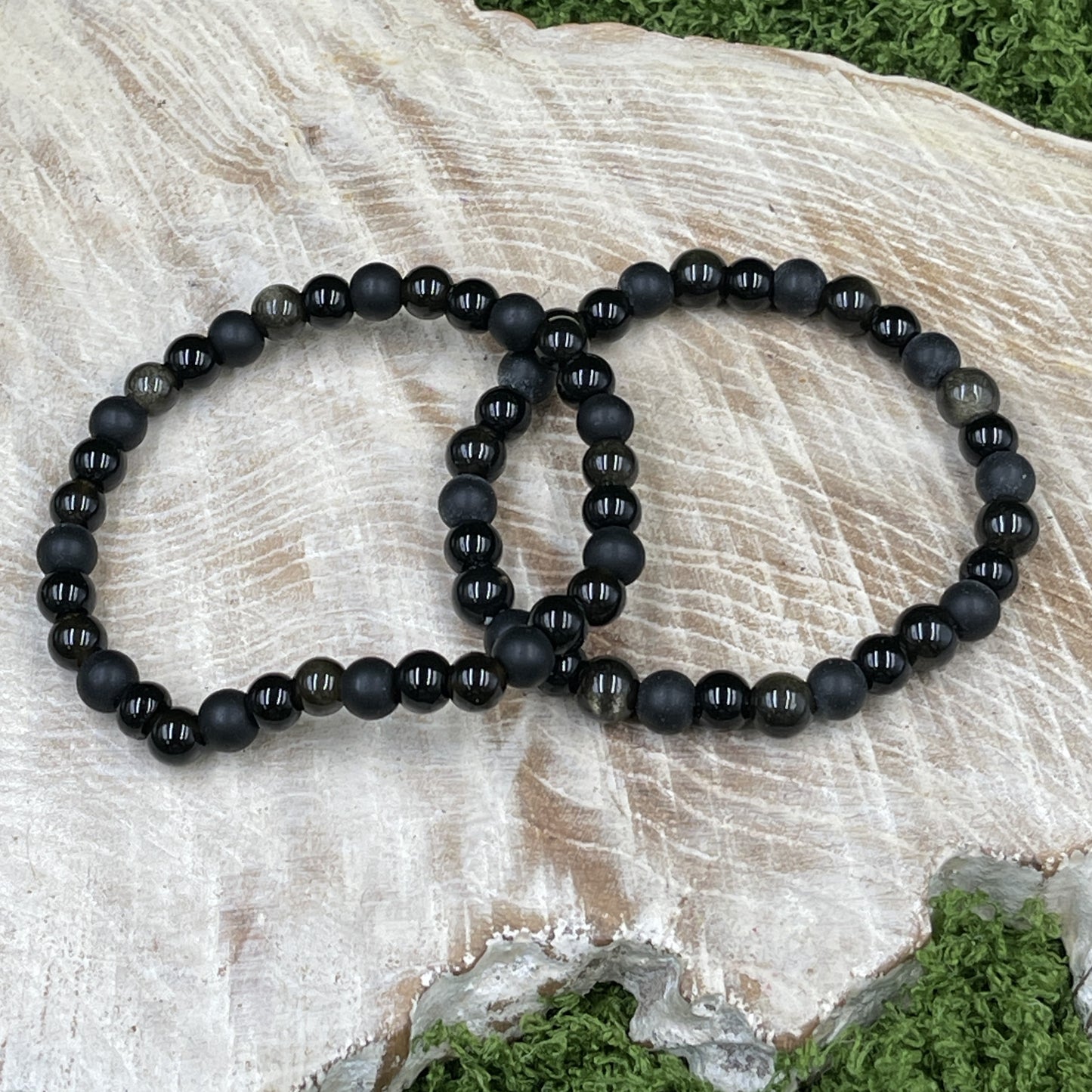 Black Obsidian Black Tourmaline & Black Agate Bracelets