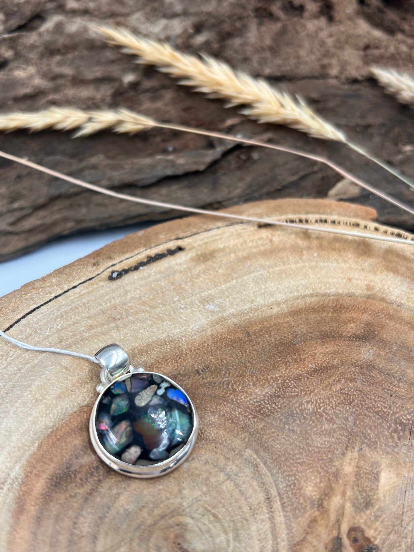 Ethiopian Opal Pendant Sterling Silver