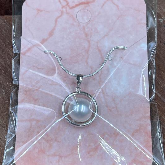 pearl necklace silver plated chain