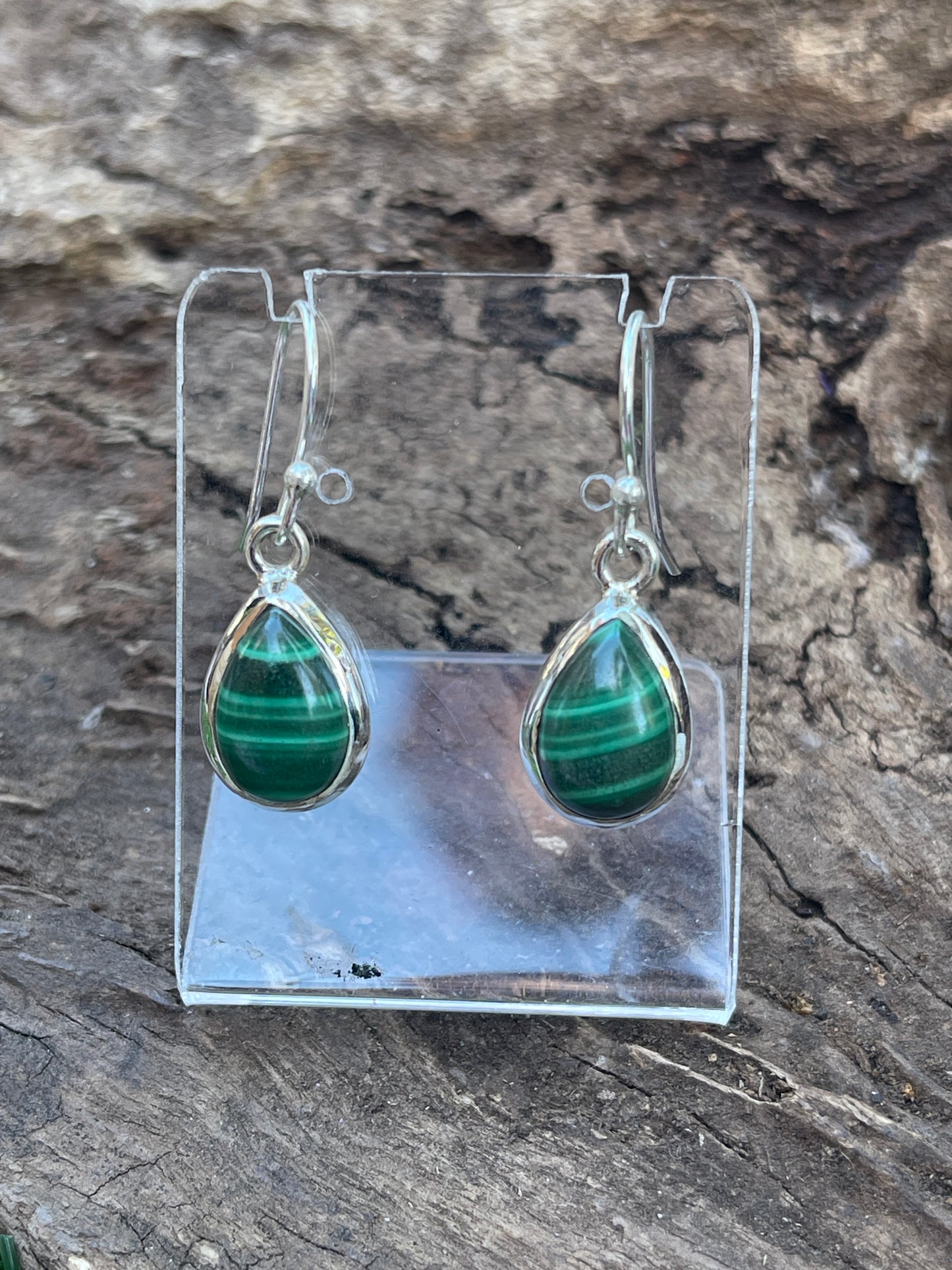 Malachite Sterling Silver Teardrop Earrings