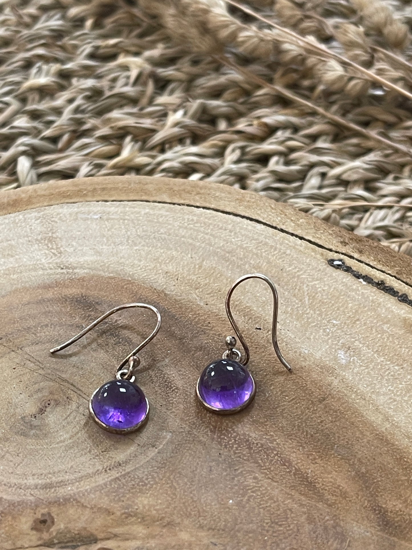 Amethyst Round Sterling Silver Earrings