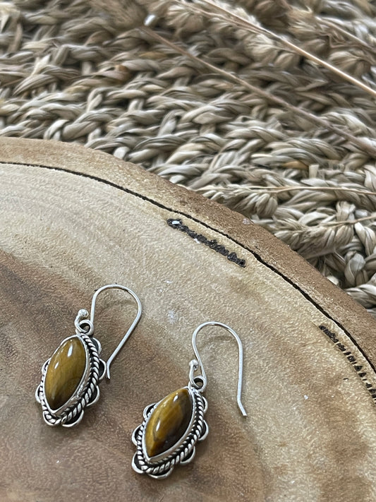 Tigers Eye Sterling Silver Earrings