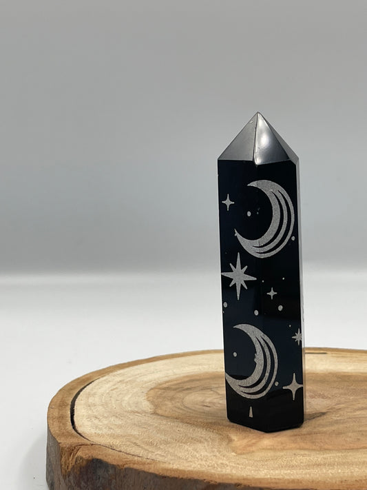 Black Obsidian Silver Moon Design