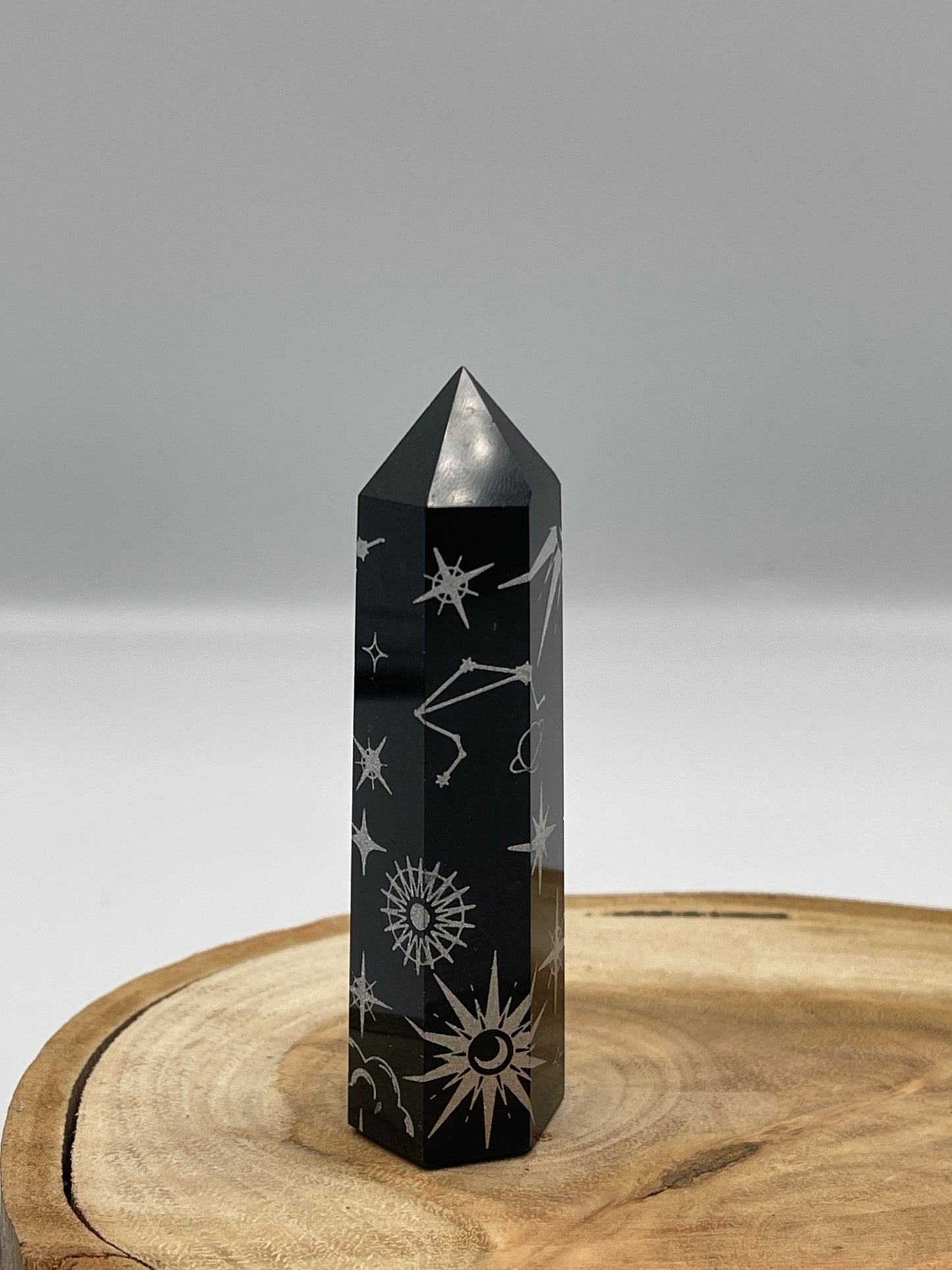 Black Obsidian with Silver Astrology