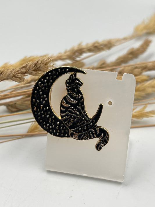 Cat and Moon Pin