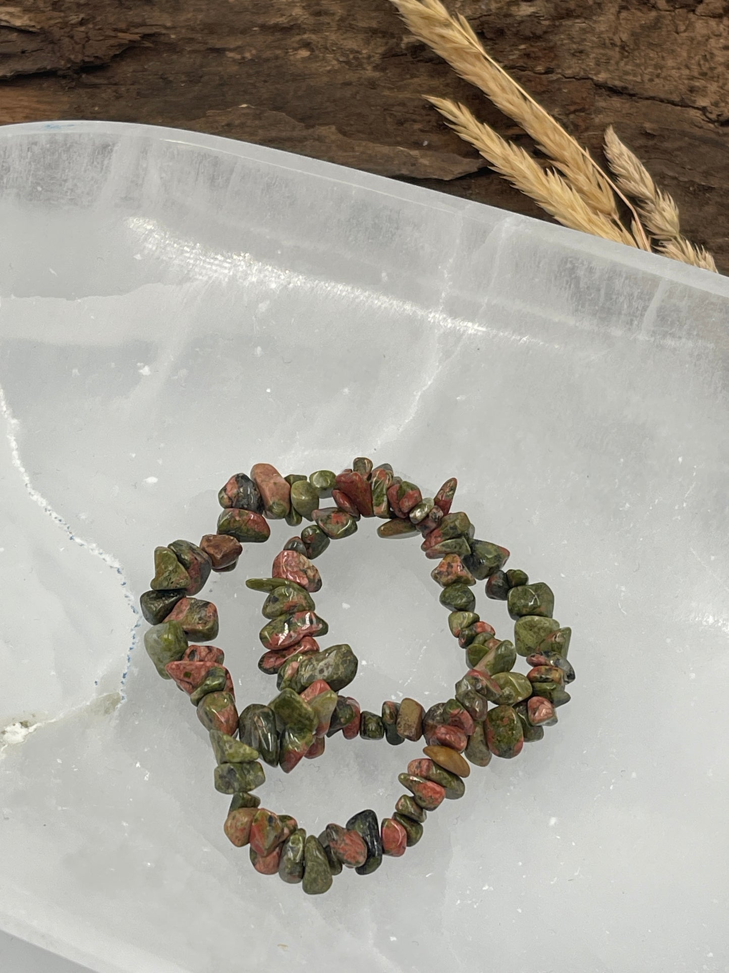 Unakite Chip Bracelet