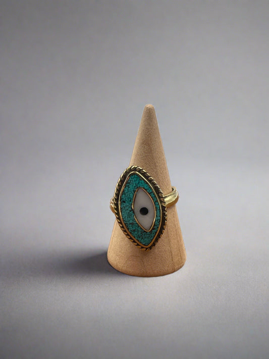 Adjustable Evil Eye Turquoise Ring