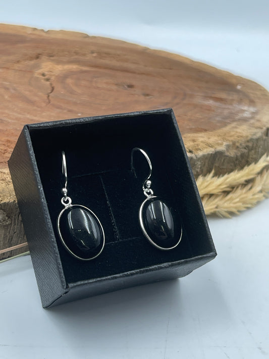 Black Onyx Earrings Sterling Silver