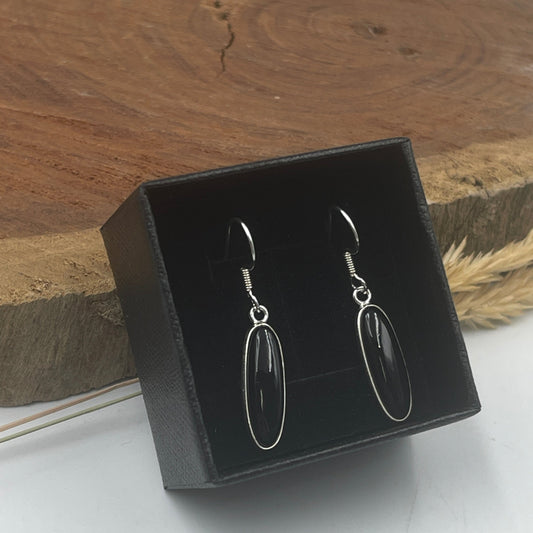 Black Tourmaline Earrings Sterling Silver