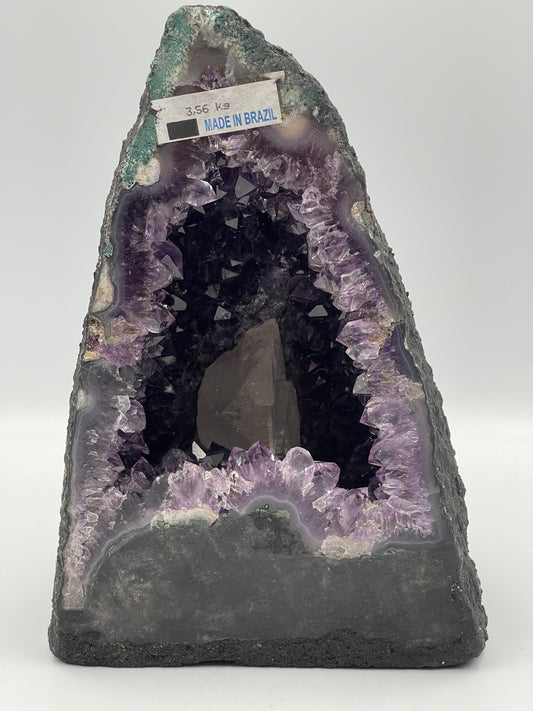 Amethyst Cave With Calcite Point