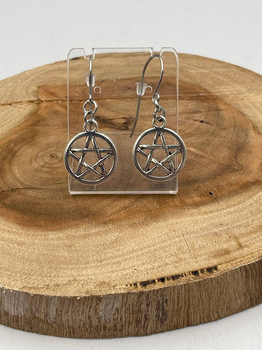 Tibetan Silver Pentagram Earrings
