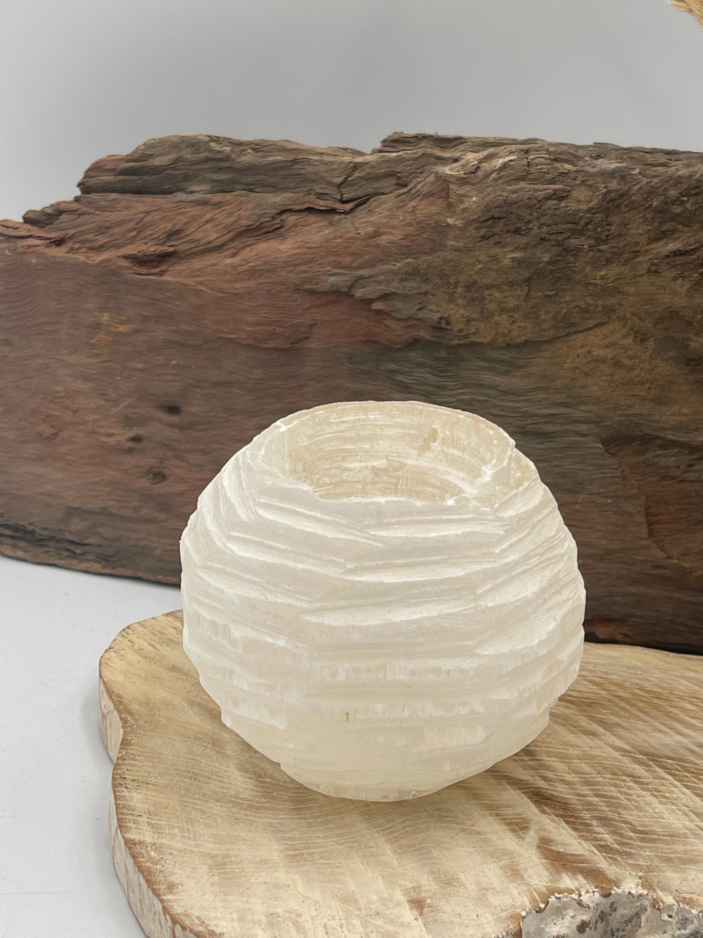 Raw Selenite T-Light Candle Holder