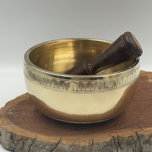 Tibetan Think Etched Singing Bowl with stick 500g-599g