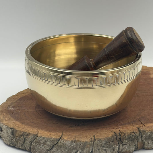 Tibetan Thick Etched Singing Bowl Large with stick 900g-1kg