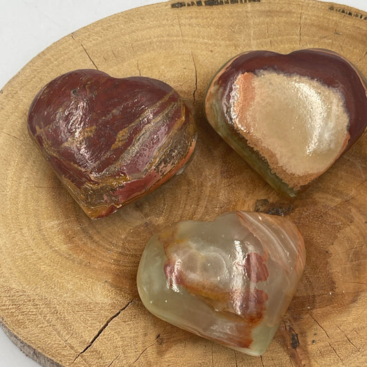 Green Onyx Hearts