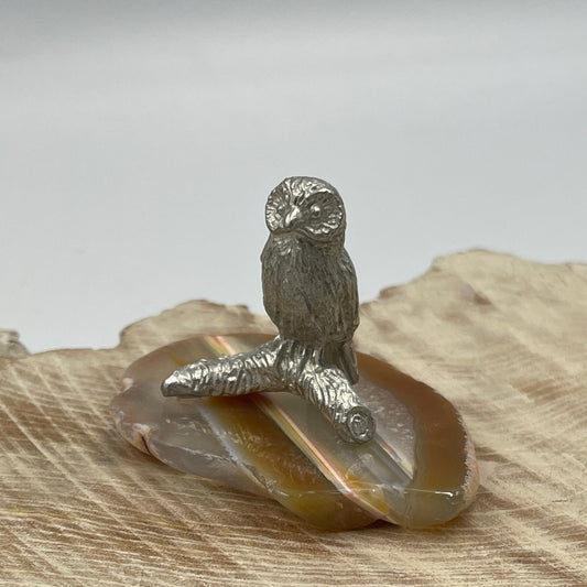Owl On Agate Slice