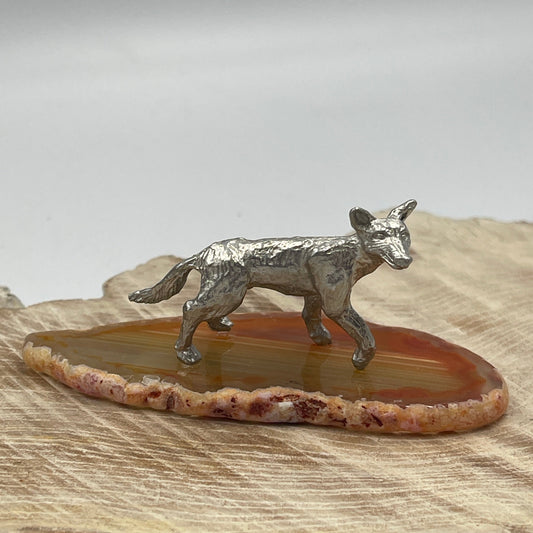 Fox On Agate Slice