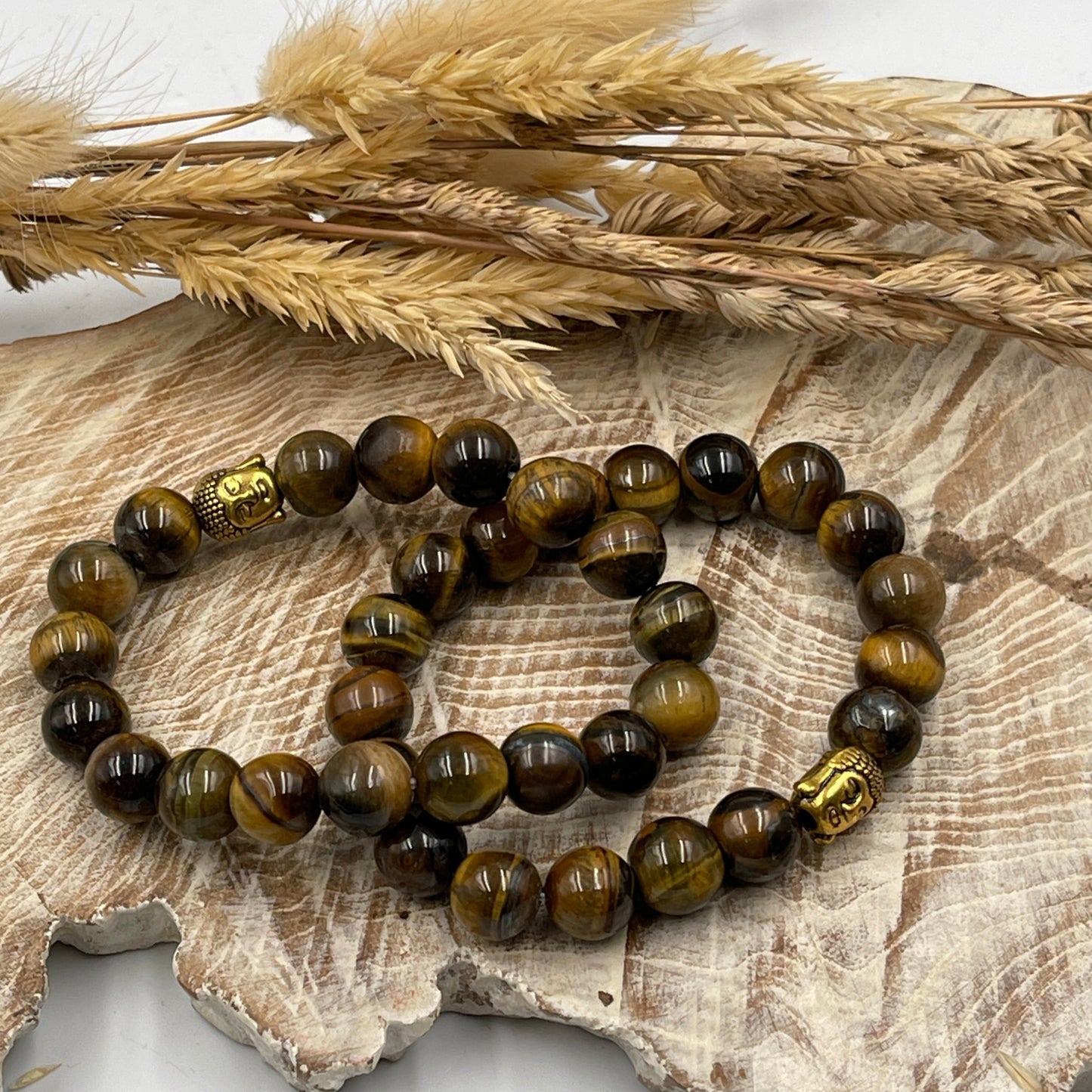 Tiger Eye Bracelet with charm -gold buddha