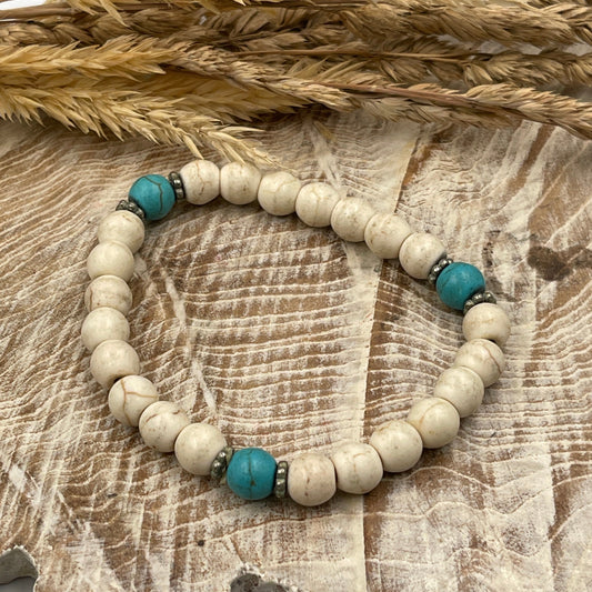 Turquoise Howlite And Magnesite Bracelet