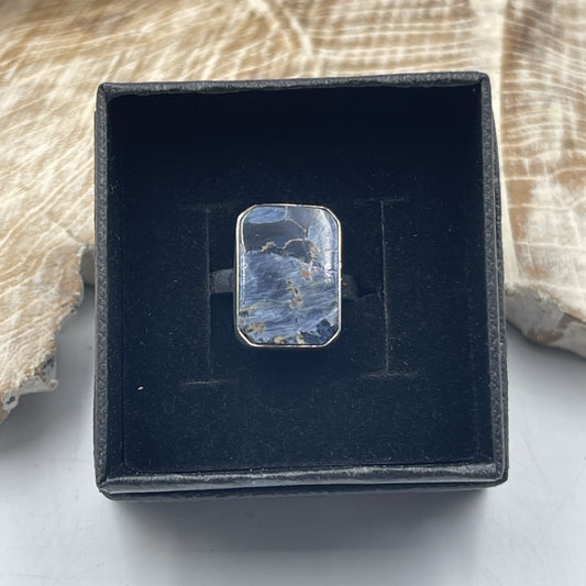 Pietersite Earrings Sterling Silver Ring (Size 8)