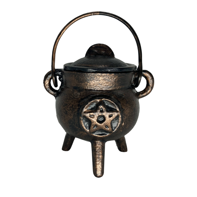 Cast Iron Cauldron with Pentagram Various Colors