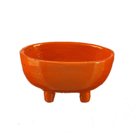 Oval Cast Iron Cauldron Without Lid Orange