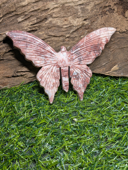 Pink Crazy Lace Agate Butterfly